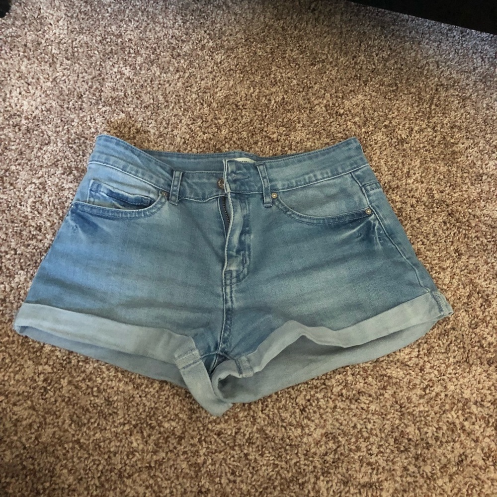 Light wash jean shorts